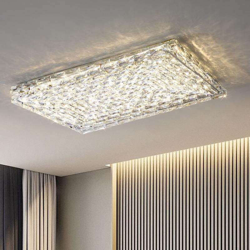 客厅水晶吸顶灯简约现代方长形厅灯室led主餐卧灯厂214家直销护眼