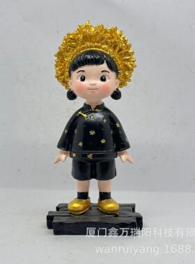 泉州浔浦女可爱摆件桌面国潮簪花