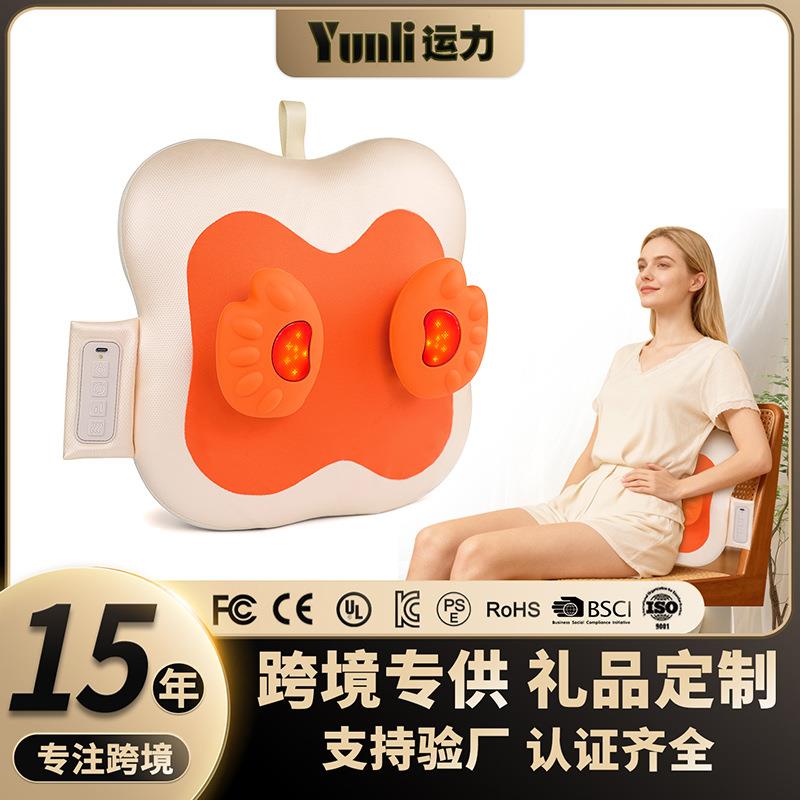 跨境熊掌按摩器颈部头部腰部背部按摩垫充电仿真手腰椎颈椎按摩枕