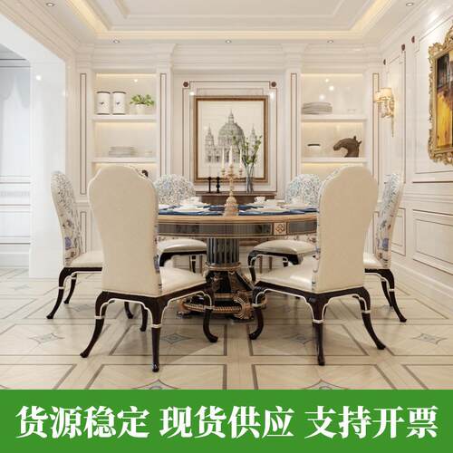 雕刻拼花木纹砖 欧式复古仿古砖客厅阳台餐厅全瓷柔光砖 防滑瓷砖