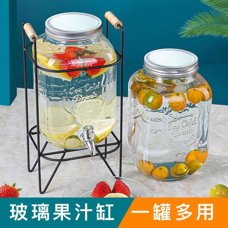 玻璃果汁壶带龙头料甜品台饮桶檬桶自QVS助餐果汁罐可乐桶柠果水