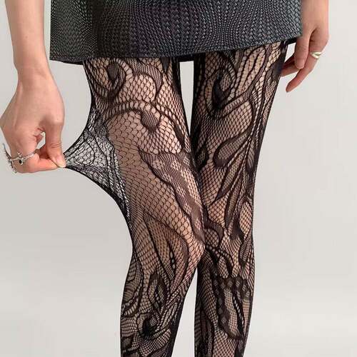 Women Sheer Tights Pantyhose Fishnet Cut-out Mesh See