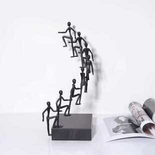 雕塑人物工艺品摆设装售楼处简约步步登高现代创意样板房软摆件