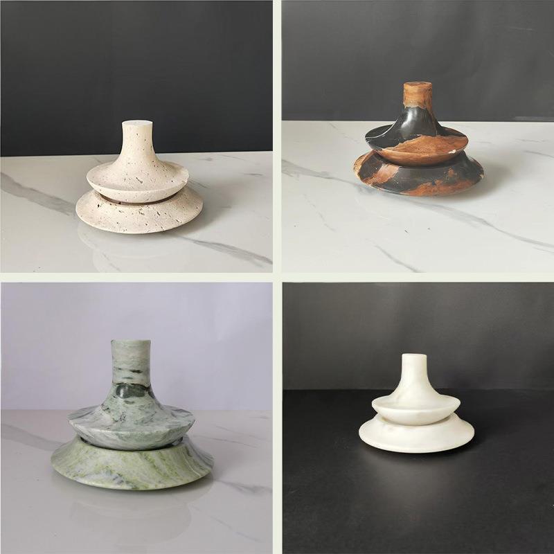 现代简约天然大理石桌面创意摆件烛台家居装饰品装饰摆件线香香插