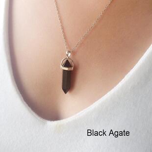Agate crystal ornament hexagram pendant necklace跨境饰品项链