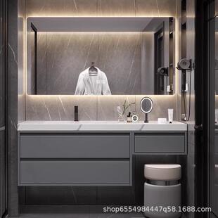 蓝加全桉木轻奢实木浴室柜组合大户型卫生间洗漱台化妆台盆一体柜