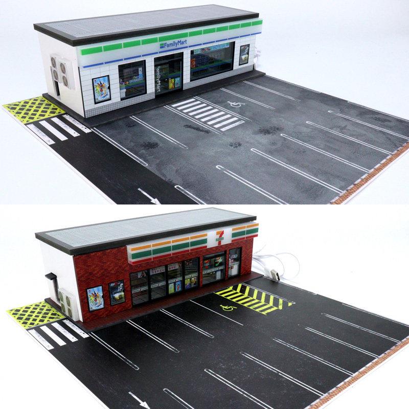G-Fans拼装仿真汽车模型车库LED灯光1:64超市场景FamilyMarrt7-11