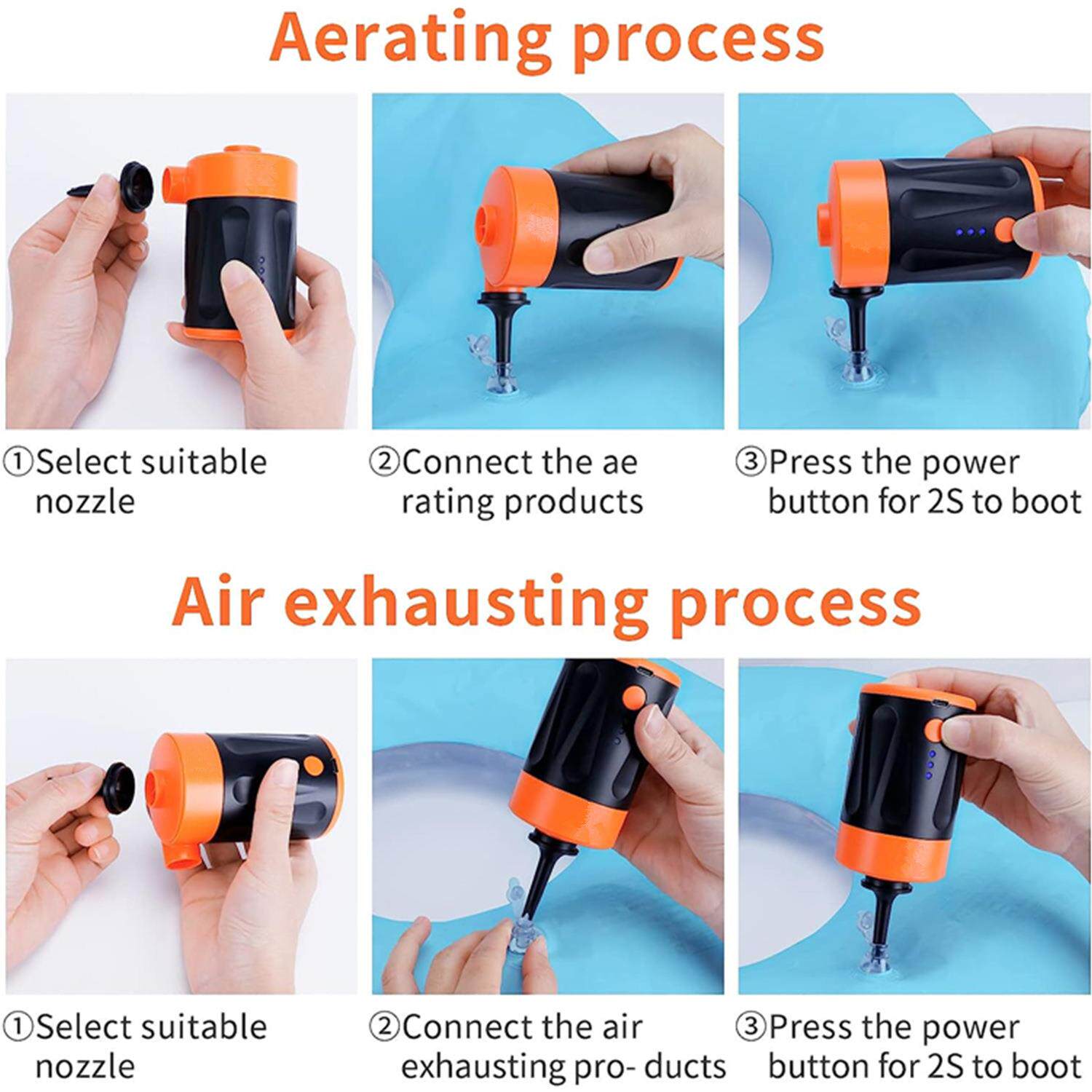 便携式蓄电泵户外无线游泳池充气船充气床真空压缩袋抽放气充气泵