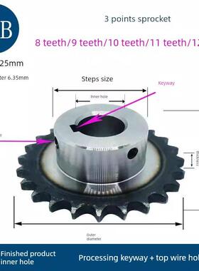 3点炼轮精齿内孔06B8齿9齿10齿11齿12齿内孔8/10/12齿/T