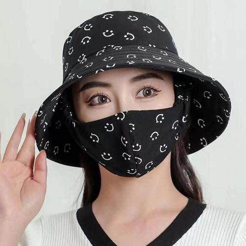 帽子女夏季2026新款UV遮脸防风帽防晒口罩一体遮阳帽采茶帽0603r