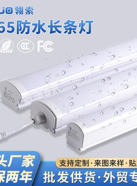 IP65户外防水防潮车间厂房冷库浴室吸顶照明灯管LED三防灯长条灯