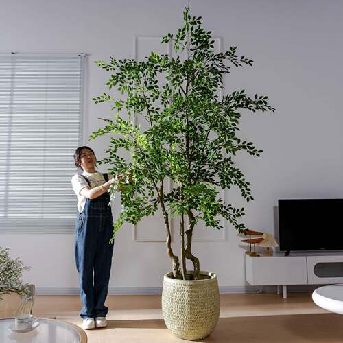 高级仿真绿植榆钱树榕树大型落地植物室内客厅氛围感假树造景装饰