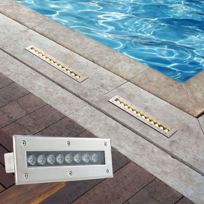 LED长方形地埋灯鱼池假山水下景观灯不锈钢水池嵌入式RGB七彩灯