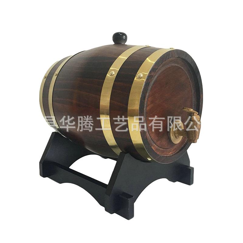5L卧式酒桶橡木木桶不锈钢有内胆木桶周转桶酒庄专用木桶装饰酒桶
