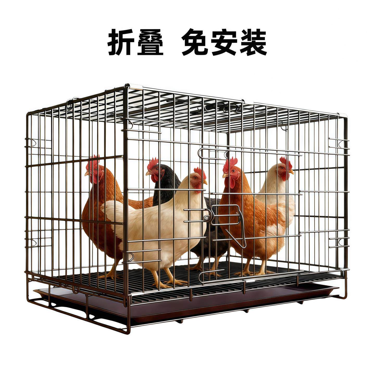 新款家用大号鸡笼子金属加粗摺叠养鸡笼鸡舍室内室外鸡窝养殖笼具