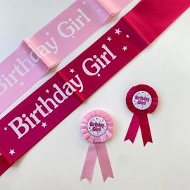 birthdayboygirl韩式生日礼仪，带男孩女孩儿童，派对胸章肩带套装