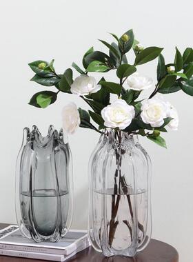 现简约家饰透明玻居璃花器摆代件ali-6544酒店餐厅样板间软装装艺