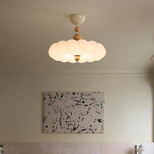 原木色奶油法式 中古风卧室吸顶灯高级感复古圆形书房主卧房间灯具