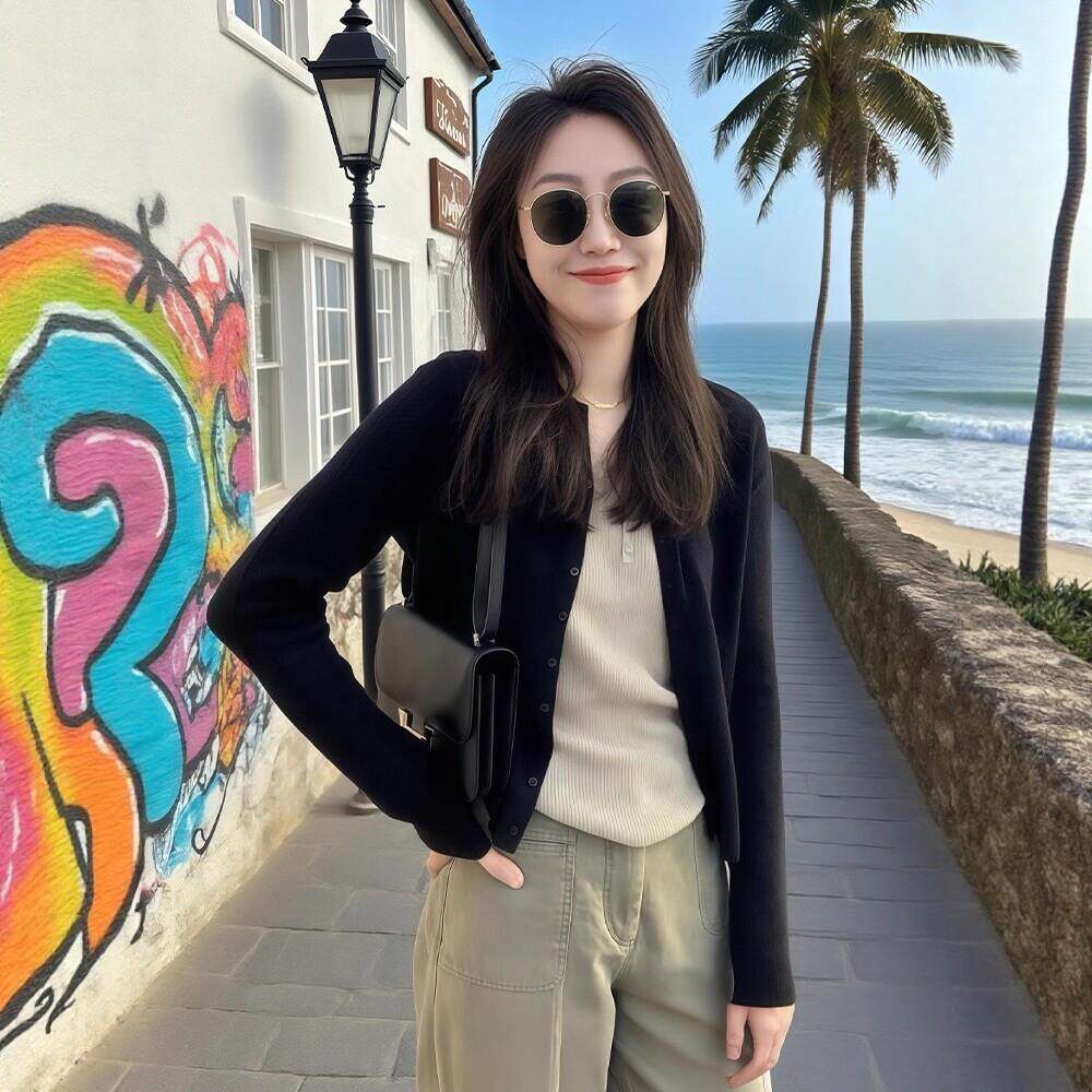 日系针织开衫外套女春秋超好看独特漂亮薄款长袖外搭防晒罩衫上衣