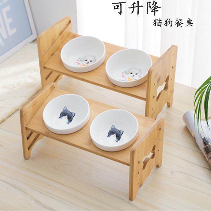 新品猫碗狗碗可调节升降斜面狗盆护颈饮水陶瓷双碗防打翻宠物用品