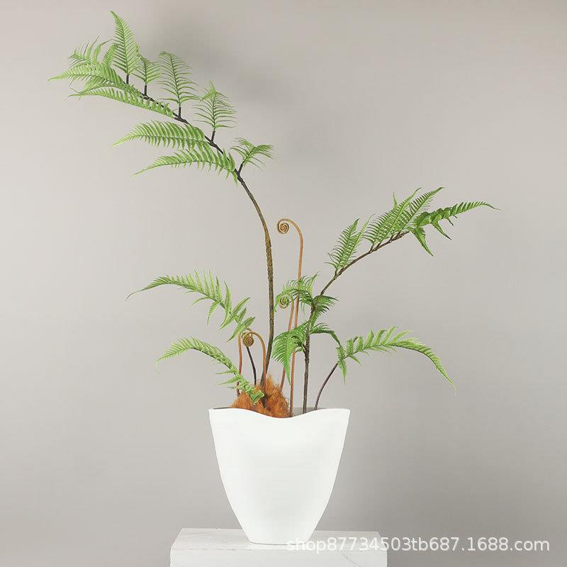 新中式简约现代仿真蕨草金丝蕨绿植盆景玄关柜吧台茶几售楼部摆件