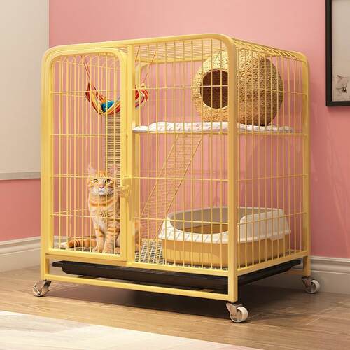 加密猫笼子加粗狗笼子猫笼家用室内自由空间可折叠带厕所一体