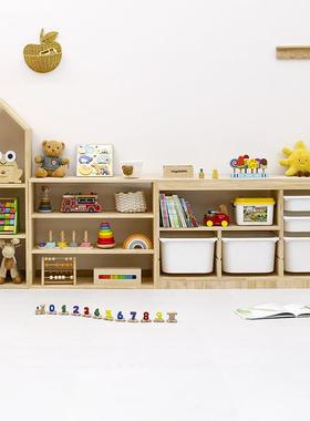 幼园教具收纳储物柜早教整玩具展柜可示分层理绘本儿架实木教YDZ