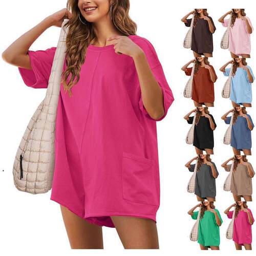 Women's short sleeved collar backless jumpsuit shorts
