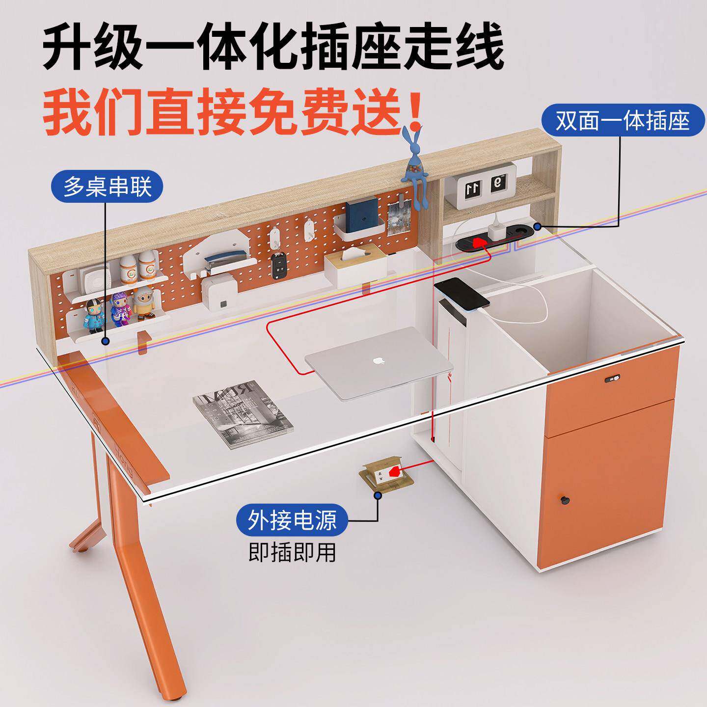 办单人位办公桌公室员工电桌椅组合套隔装高端财务工位脑屏风断