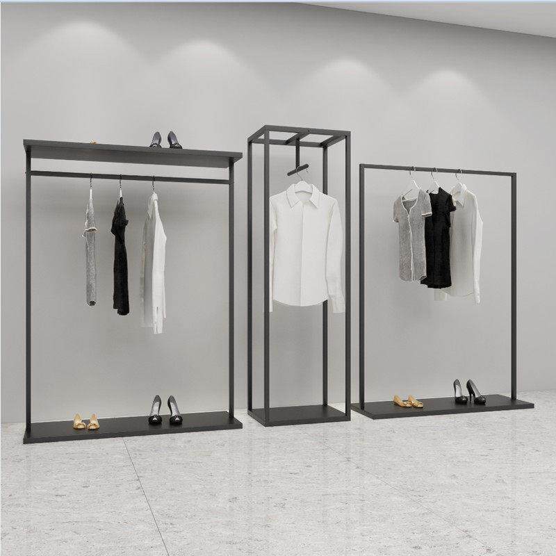 铁艺简约服装架女服装店展示架挂衣架子正挂落地式侧挂衣服货架