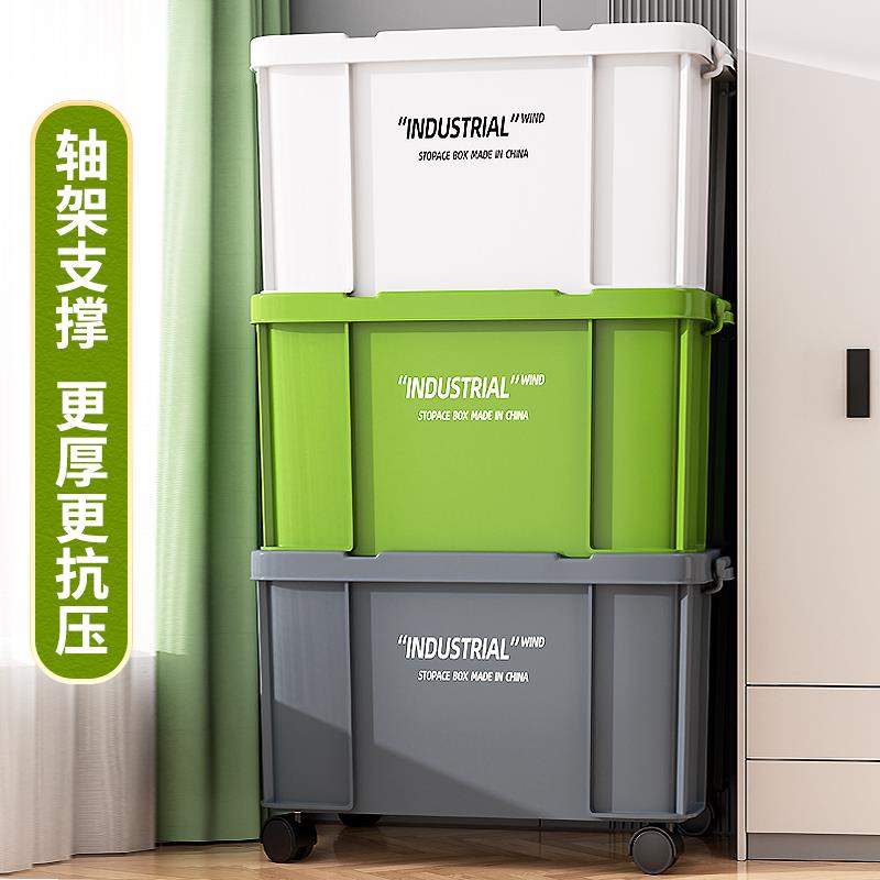 收纳箱家用收纳加厚特大号车载储物箱书本衣服杂物搬家整理箱带道