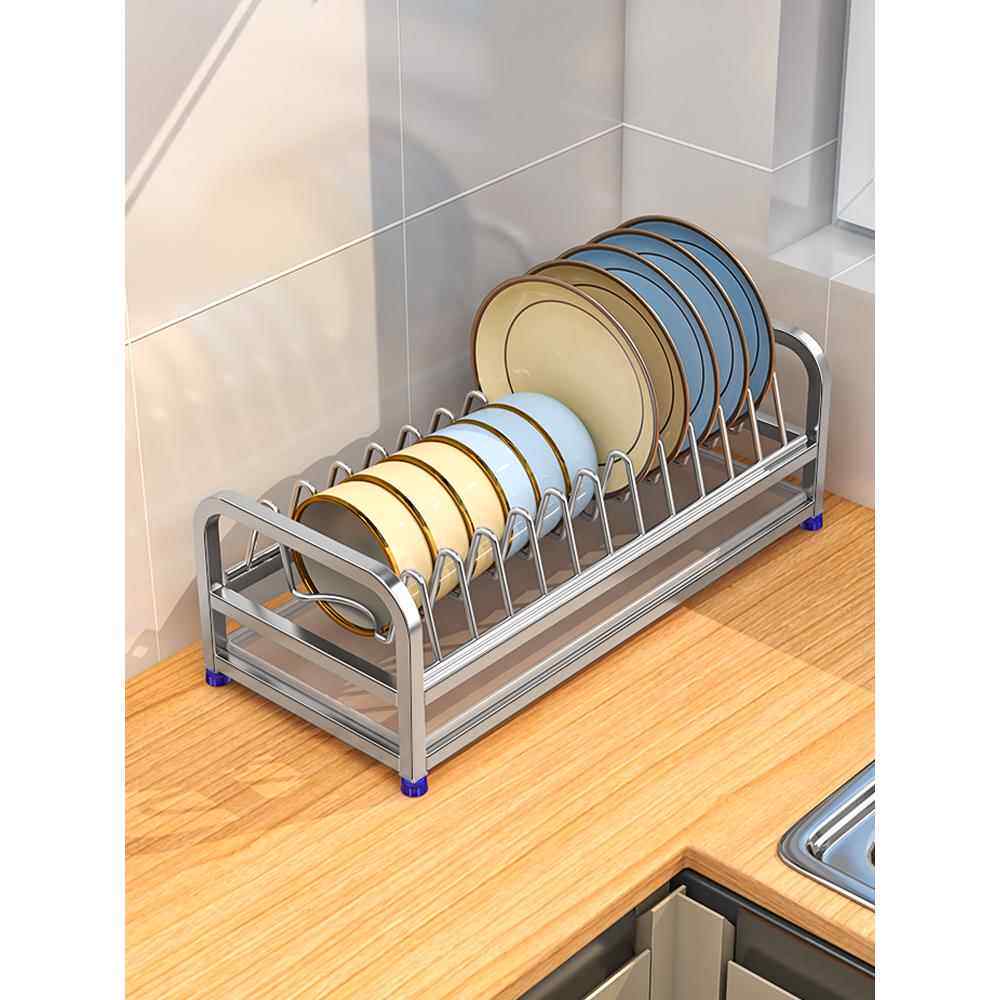 不锈钢304沥水架碗盘架碗碟收纳架碗盘碗架单层柜内水槽小型碗架