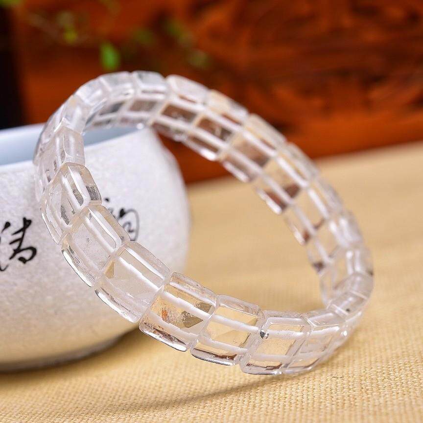 2026新款天然白水晶手排单圈手链 显肤色晶体水润 规格11*10mm左