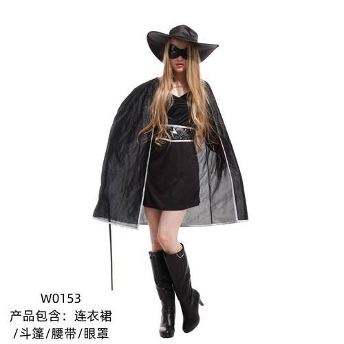 万圣节舞会演出服装 Cos亲子表演服装 成人佐罗服装w0153