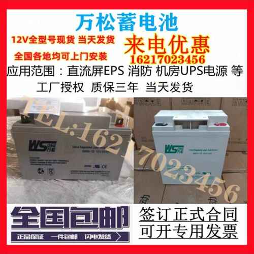 WS万松蓄电池SN17-12消防SN12065电梯12V7a17a24a38a40a65a100ah