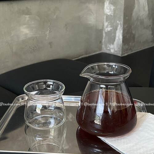 日式ins风高硼硅耐热玻璃壶小众鸭嘴收腰杯手冲咖啡分享壶品鉴杯