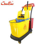 046榨水桶洗拖把桶拧干柞干地拖 双桶榨水车B 批发超宝B 46下压式