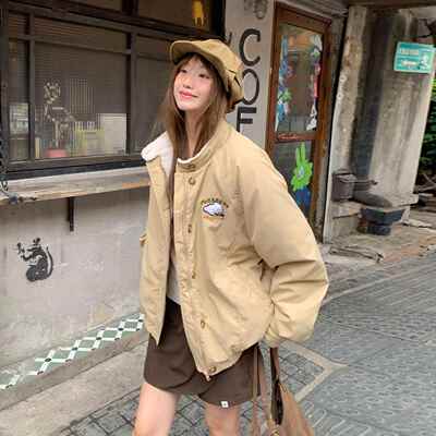 棉衣女款2025新款冬季加厚羊羔毛立领小个子棉袄超好看夹棉厚外套