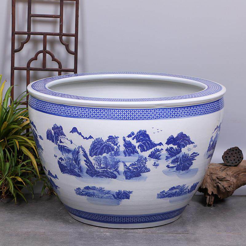 庭院大缸景德镇青花瓷水缸金鱼缸荷花碗莲睡莲盆乌龟缸酒店甲鱼缸