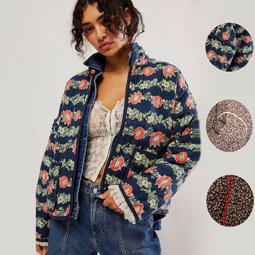 Quilted cotton printed women's cotton coat jacket