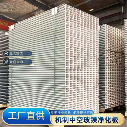a级阻燃50mm无尘车间制厂医院中空玻镁净化板强抗压隔断吊顶
