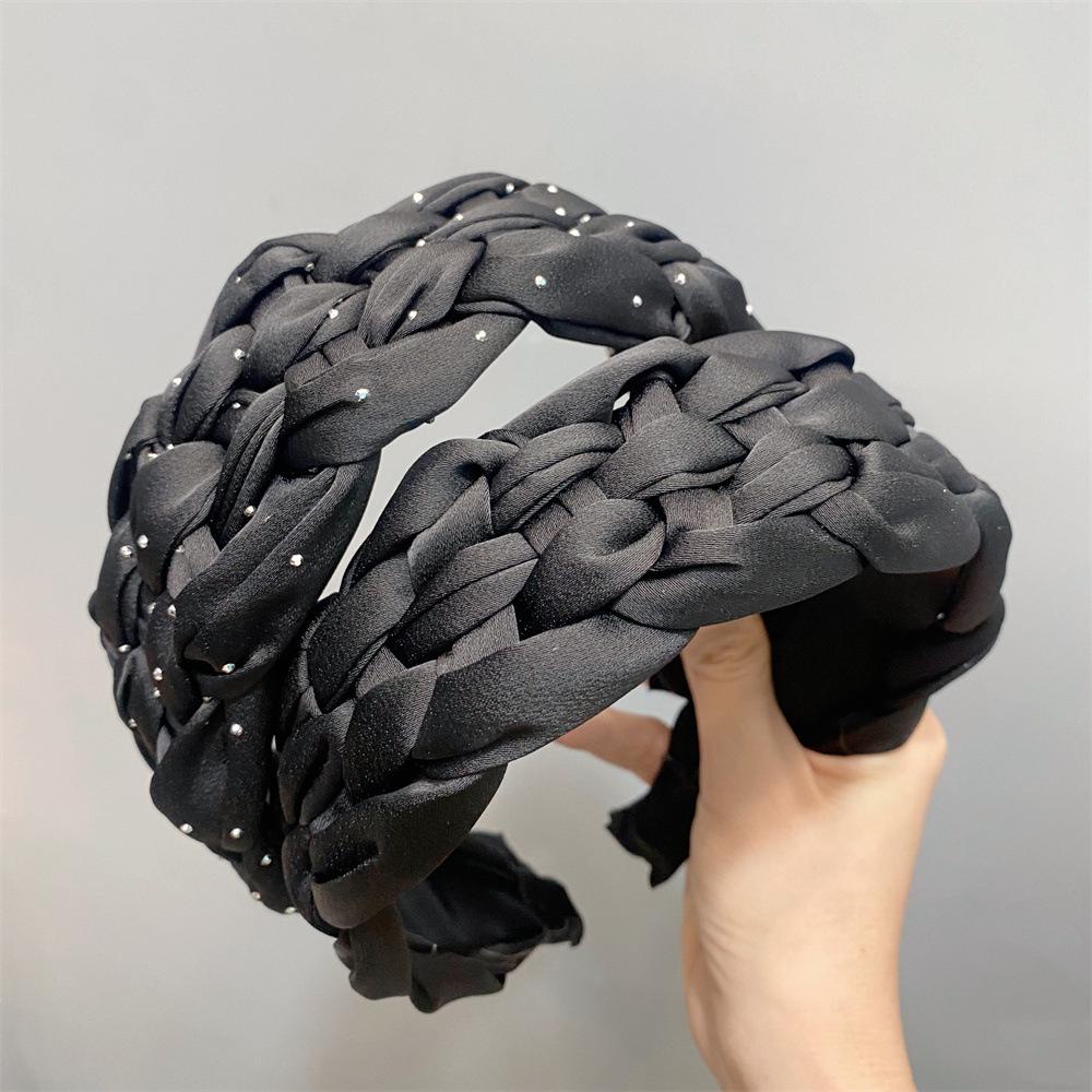 超宽蓬松高颅顶发箍女2024新款夏款法式复古麻花布艺头箍发卡头饰