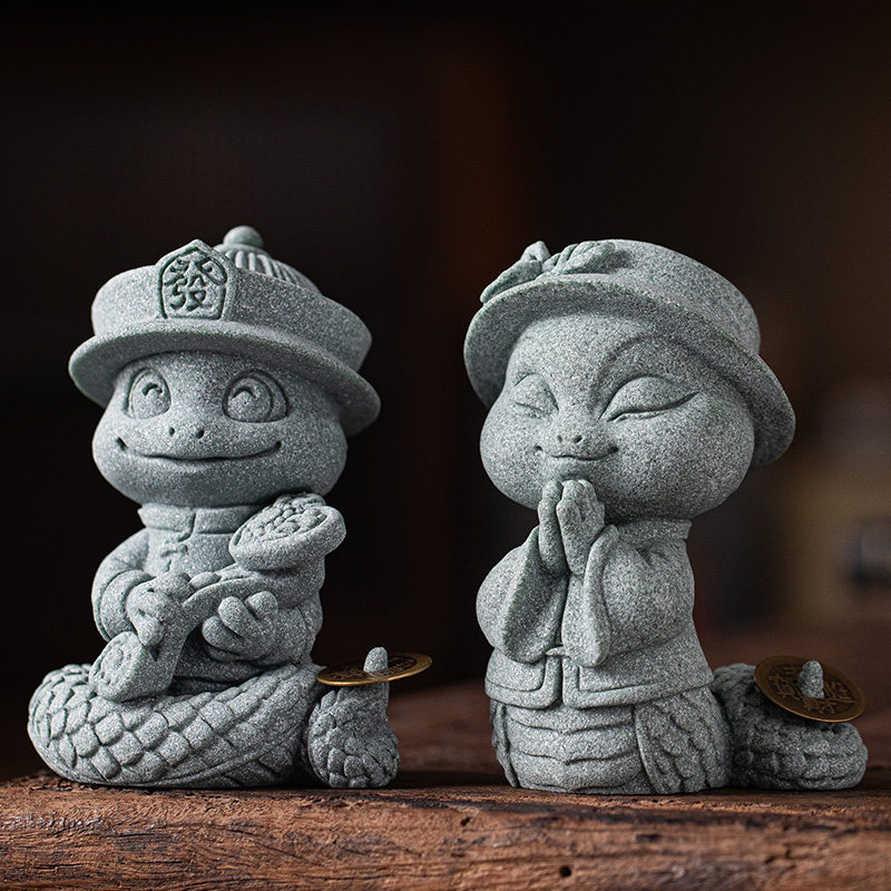 中式如意灵蛇献瑞一对茶宠摆件文创十二生肖蛇年礼品客厅桌面装饰