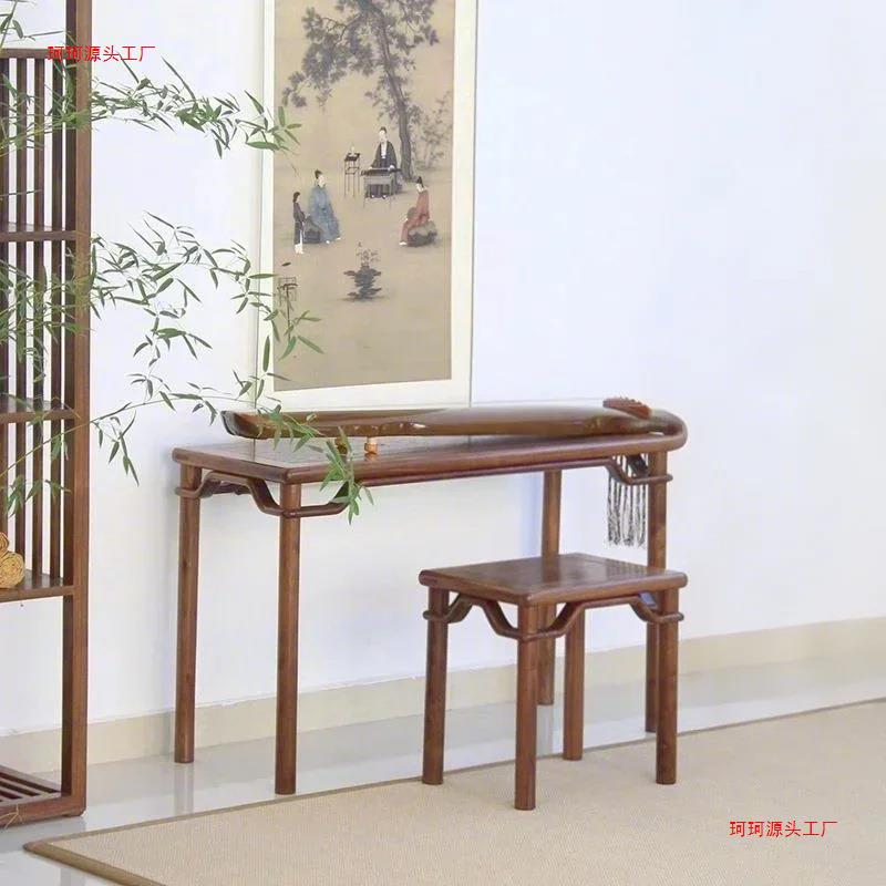 古琴桌凳专业新中式仿古榫卯实木榆木家具古琴架古琴琴桌琴台