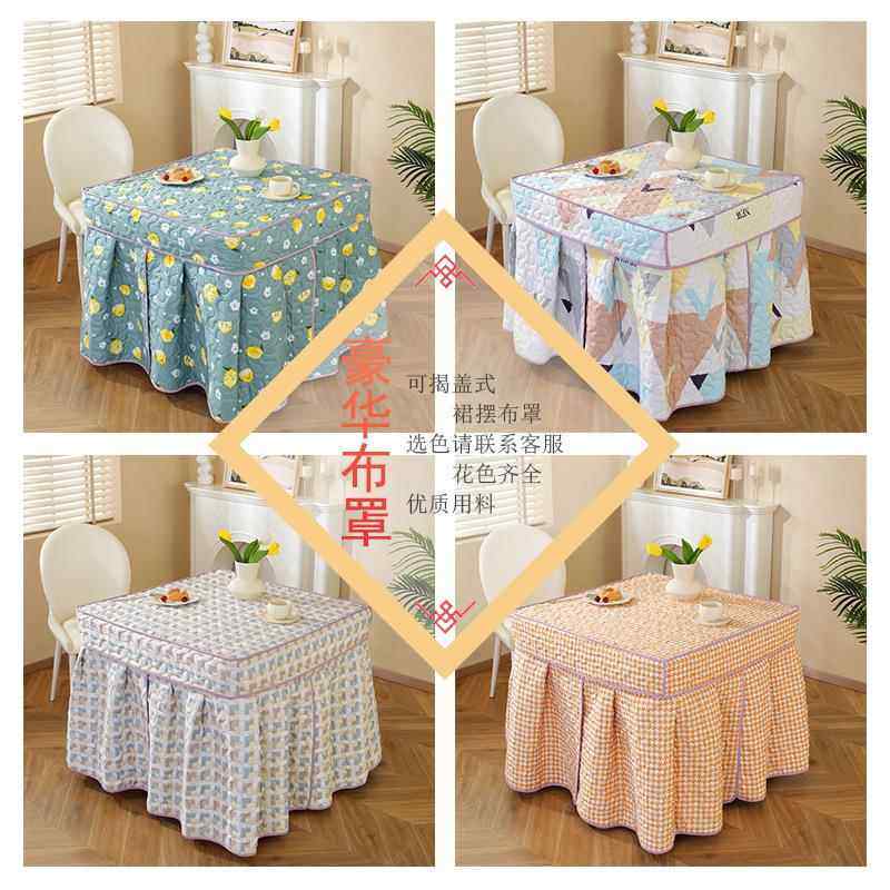 锈烤火桌不NII子家钢用正四方形餐饭桌电取暖多功棋能折叠牌桌烤