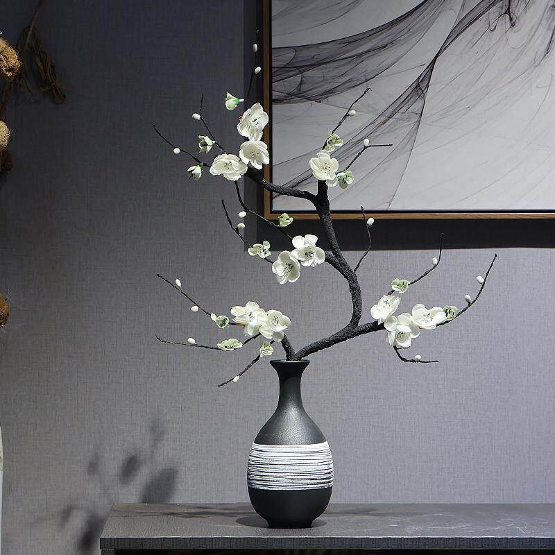 新中式陶瓷花瓶创意插花彷真梅花家居客厅样板间电视柜装饰品摆件