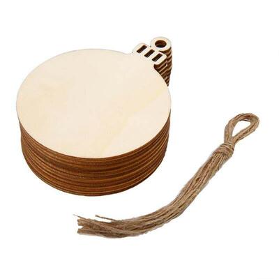 10Pcs Merry Christmas Wooden Round Baubles Tags Christmas1