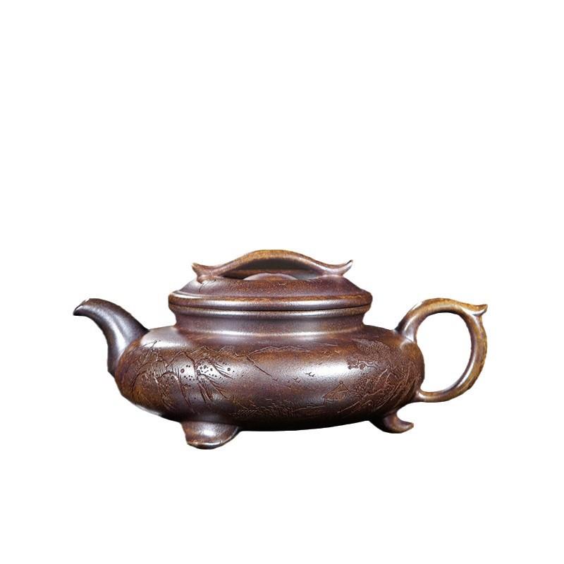 宜兴家用紫砂壶厂家功夫柴烧三足云鼎250cc家用茶具工堂直发