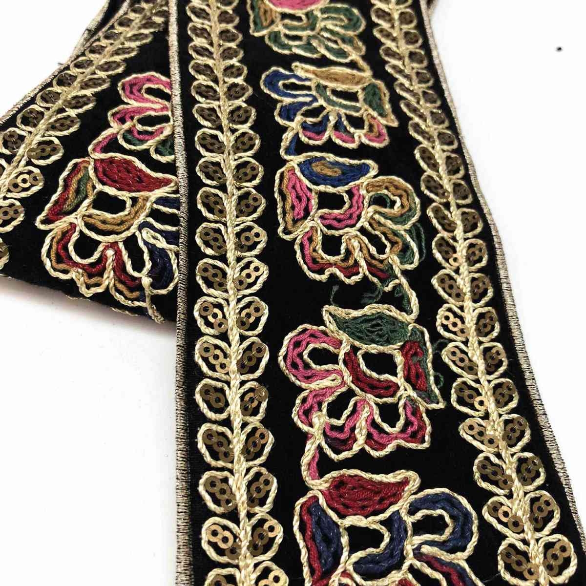 新款 民族彩色刺绣提花织带条码花边 金骨线刺绣花边鞋材服饰辅料