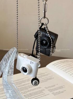 咔嚓XL0732闪光设相机吊坠项炼覆古女个性嘻哈长厚棉T炼独特计百